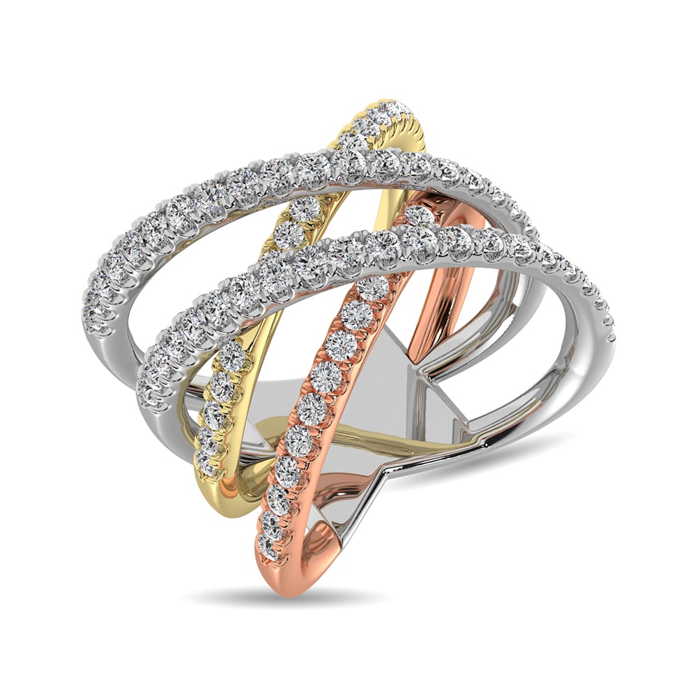 Diamond 1 Ct.tw Fashion Ring in 14K Three Tone Gold