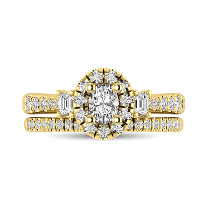 Diamond Classic Shank Single Halo Bridal Ring 1 Ct.tw Oval Cut in 14K Yellow Gold