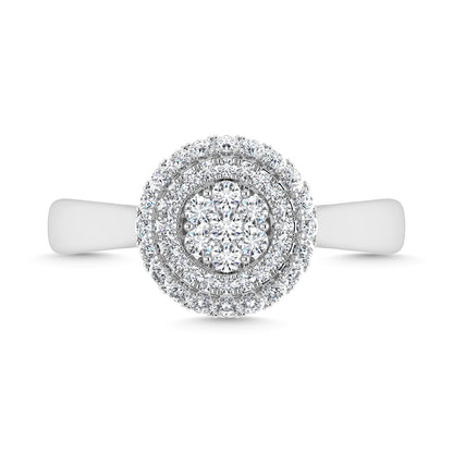 Diamond 1/2 Ct.Tw. Cluster Fashion Ring in 14K White Gold