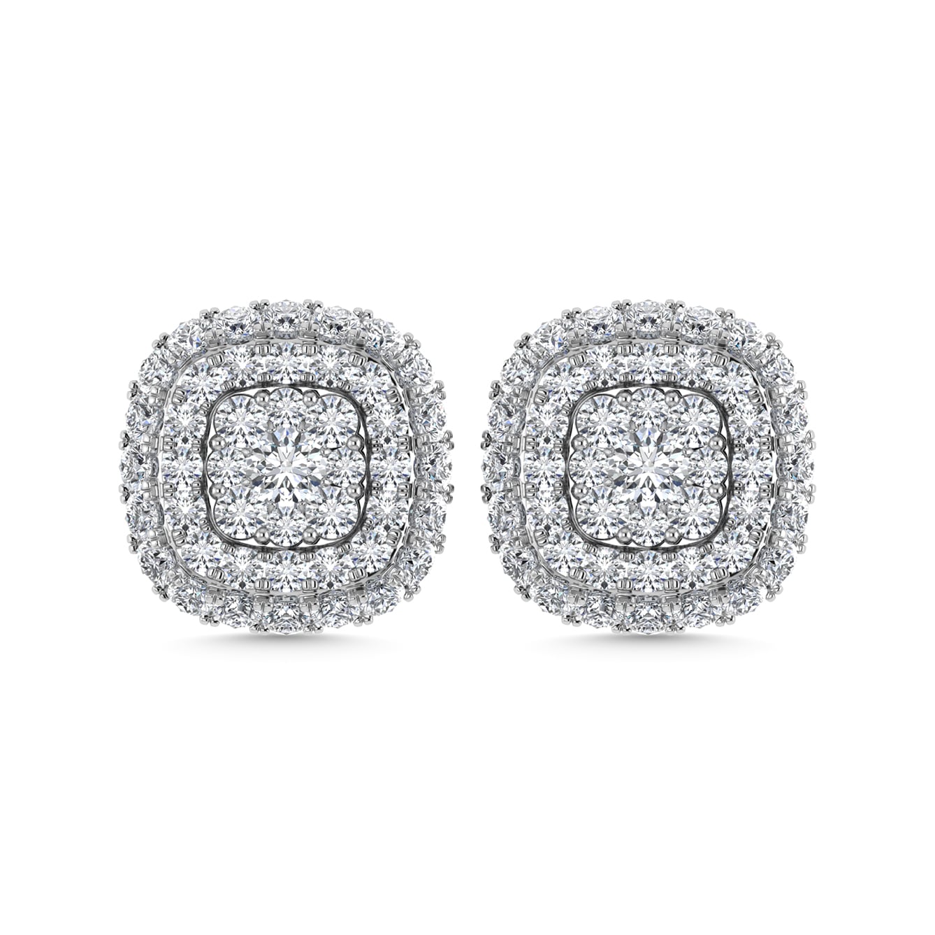 Diamond 5/8 Ct.Tw. Cluster Fashion Earrings in 14K White Gold