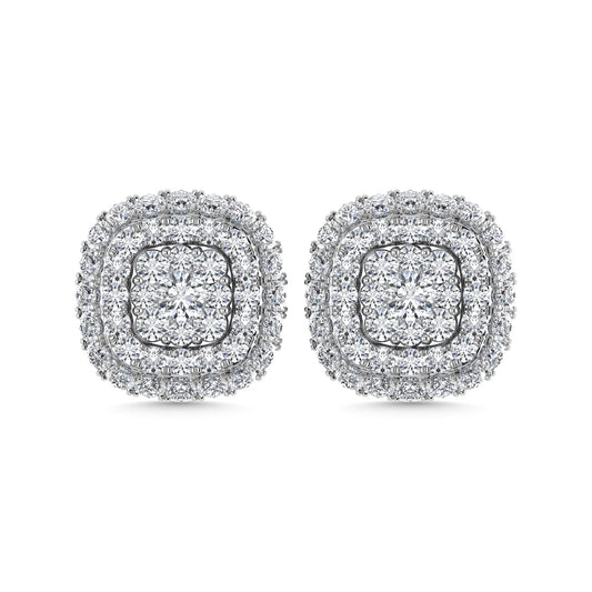 Diamond 5/8 Ct.Tw. Cluster Fashion Earrings in 14K White Gold