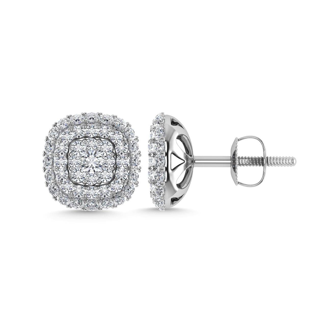 Diamond 5/8 Ct.Tw. Cluster Fashion Earrings in 14K White Gold