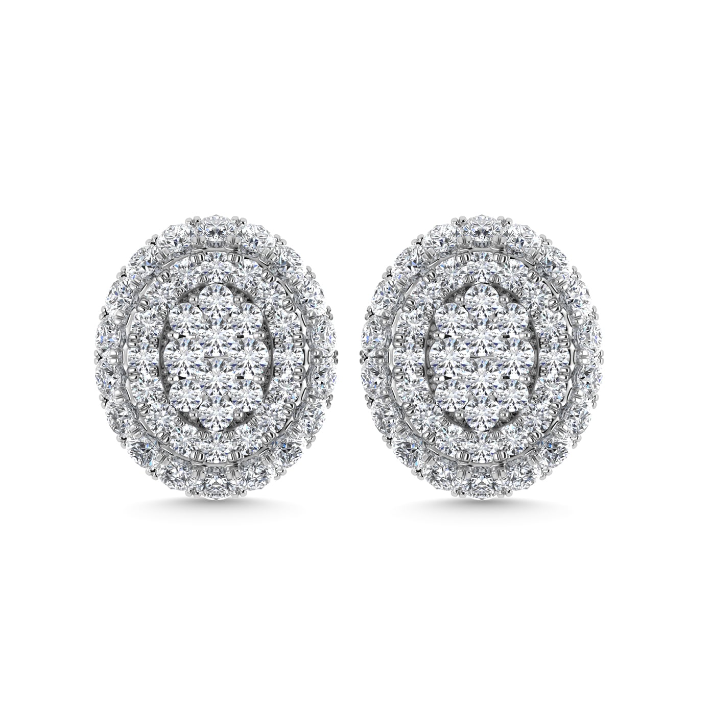 Diamond 5/8 Ct.Tw. Cluster Fashion Earrings in 14K White Gold Gold