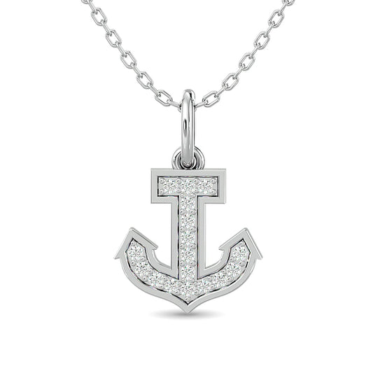 Diamond Anchor Pendant 1/10 Ct.tw in 10K White Gold