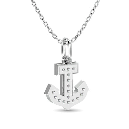 Diamond Anchor Pendant 1/10 Ct.tw in 10K White Gold
