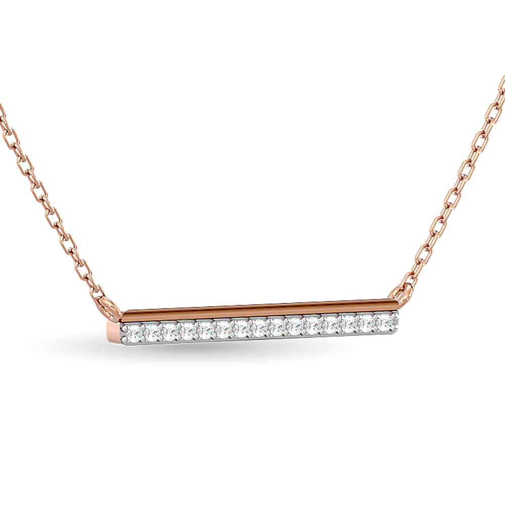 Diamond 1/6 Ct.tw Bar Necklace in 10K Rose Gold