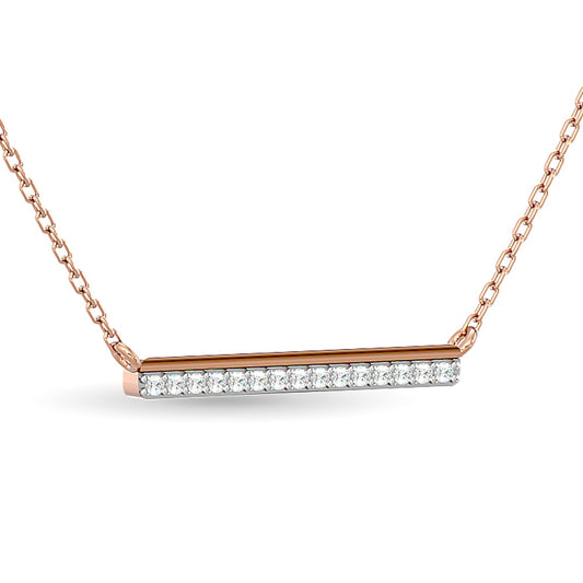 Diamond 1/6 Ct.tw Bar Necklace in 10K Rose Gold