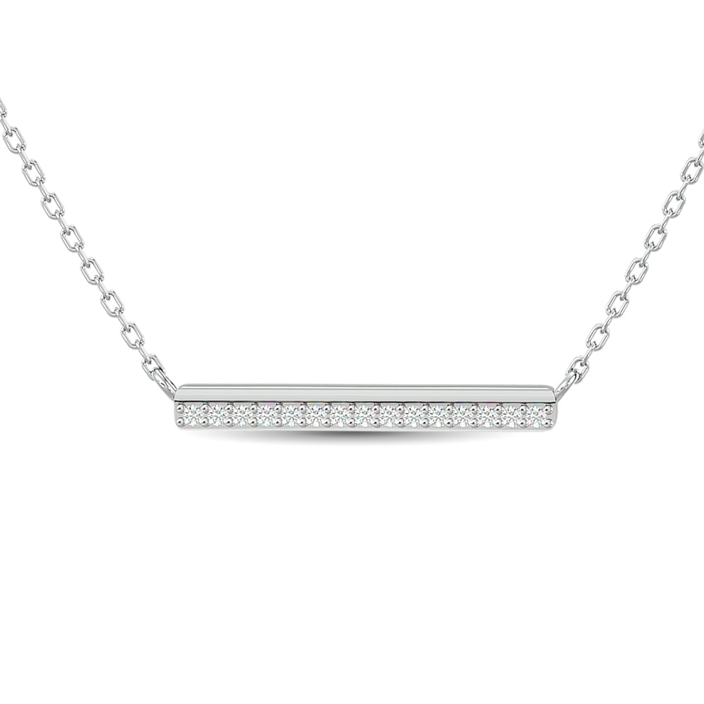 Diamond Round Cut Bar Fashion Necklace 1/6 Ct.tw in 10K White Gold
