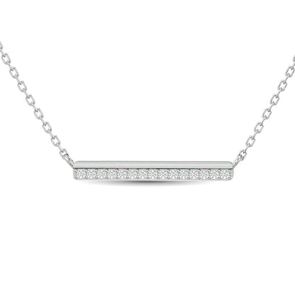 Diamond Round Cut Bar Fashion Necklace 1/6 Ct.tw in 10K White Gold