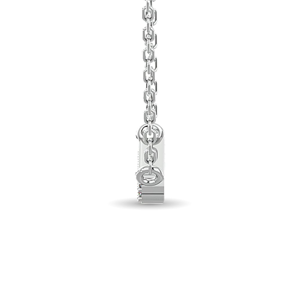 Diamond Round Cut Bar Fashion Necklace 1/6 Ct.tw in 10K White Gold
