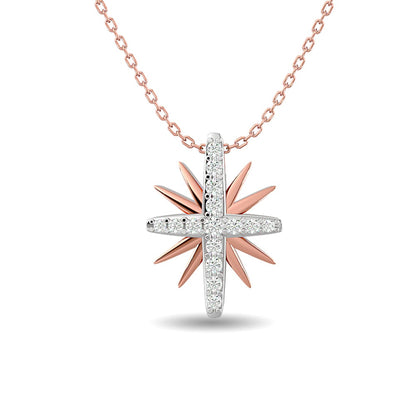Diamond 1/8 Ct.tw Sun Necklace in 10K Rose Gold