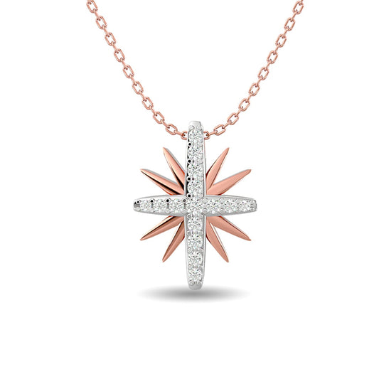Diamond 1/8 Ct.tw Sun Necklace in 10K Rose Gold