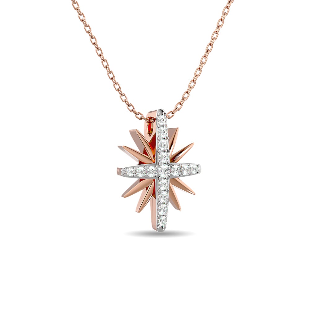 Diamond 1/8 Ct.tw Sun Necklace in 10K Rose Gold