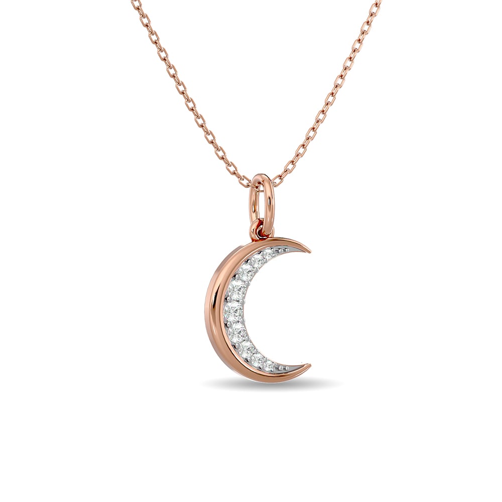 Diamond 1/8 Ct.tw Moon Pendant in 10K Rose Gold