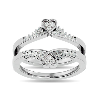 Diamond 1/4 Ct.tw Round and Tapper Guard Ring in 14K White Gold