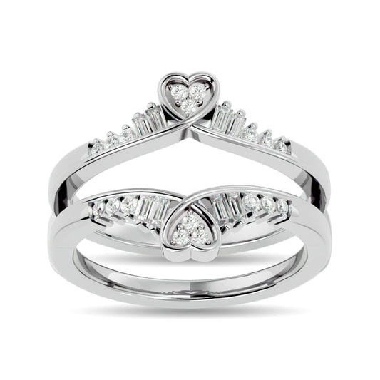 Diamond 1/4 Ct.tw Round and Tapper Guard Ring in 14K White Gold