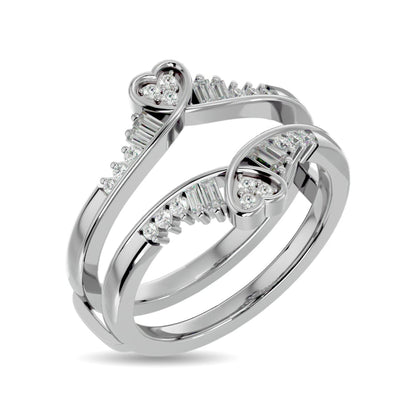 Diamond 1/4 Ct.tw Round and Tapper Guard Ring in 14K White Gold