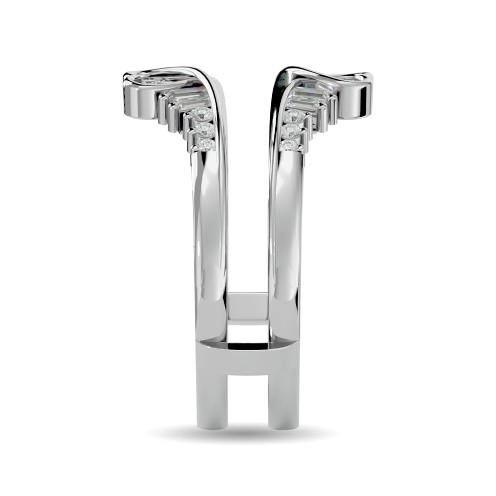 Diamond 1/4 Ct.tw Round and Tapper Guard Ring in 14K White Gold