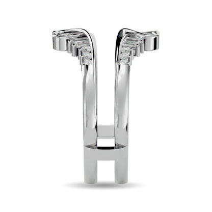 Diamond 1/4 Ct.tw Round and Tapper Guard Ring in 14K White Gold