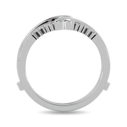 Diamond 1/4 Ct.tw Round and Tapper Guard Ring in 14K White Gold