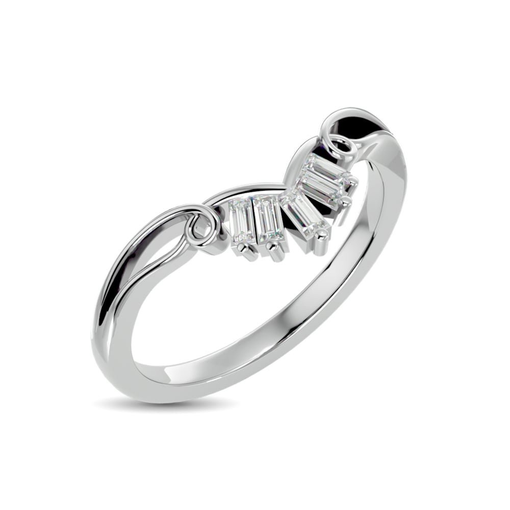 10KT WHITE GOLD 1/8CT.TW DIAMOND CHEVRON BAND