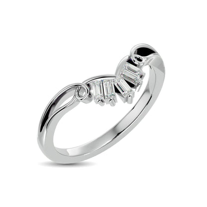 10KT WHITE GOLD 1/8CT.TW DIAMOND CHEVRON BAND