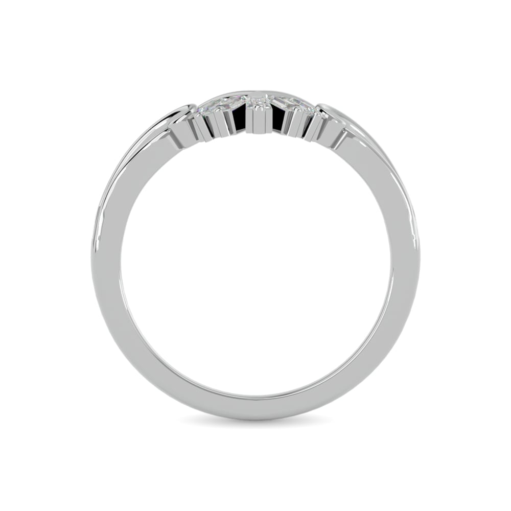 10KT WHITE GOLD 1/8CT.TW DIAMOND CHEVRON BAND