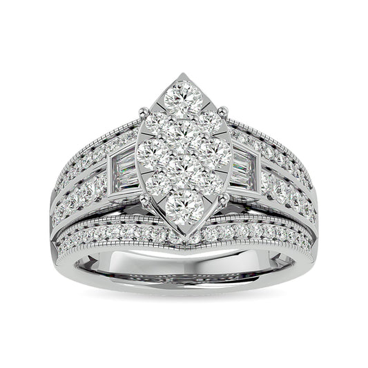 Diamond Engagement Ring 1 1/2 Ct.tw in 14K White Gold
