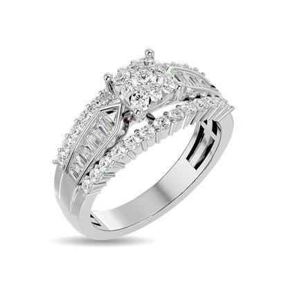 Diamond 1 Ct.tw Round Cut and Tapper Fashion Ring in 10K White Gold