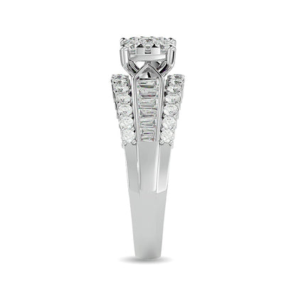 Diamond 1 Ct.tw Round Cut and Tapper Fashion Ring in 10K White Gold