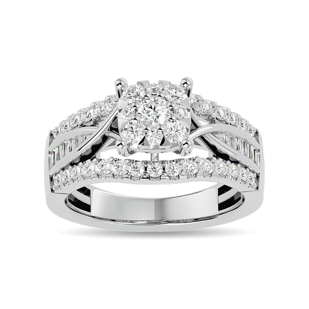 Diamond 1 Ct.tw Round Cut and Tapper Fashion Ring in 10K White Gold