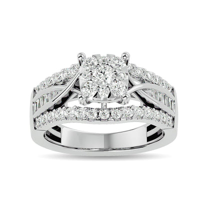 Diamond 1 Ct.tw Round Cut and Tapper Fashion Ring in 10K White Gold