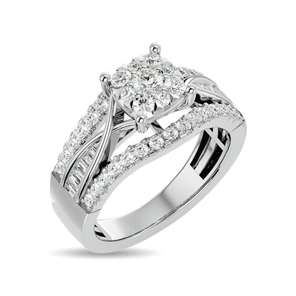 Diamond 1 Ct.tw Round Cut and Tapper Fashion Ring in 10K White Gold