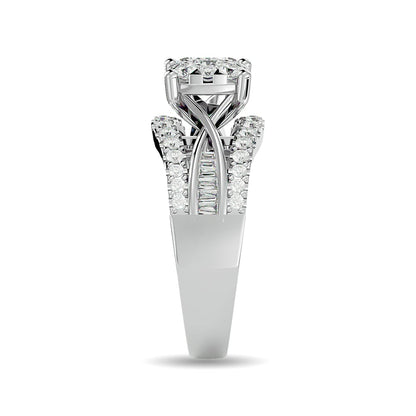 Diamond 1 Ct.tw Round Cut and Tapper Fashion Ring in 10K White Gold
