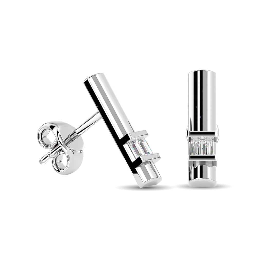 Diamond 1/20 Ct.tw Bar Earrings in 10K White Gold