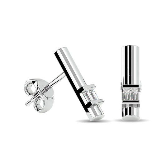Diamond 1/20 Ct.tw Bar Earrings in 10K White Gold