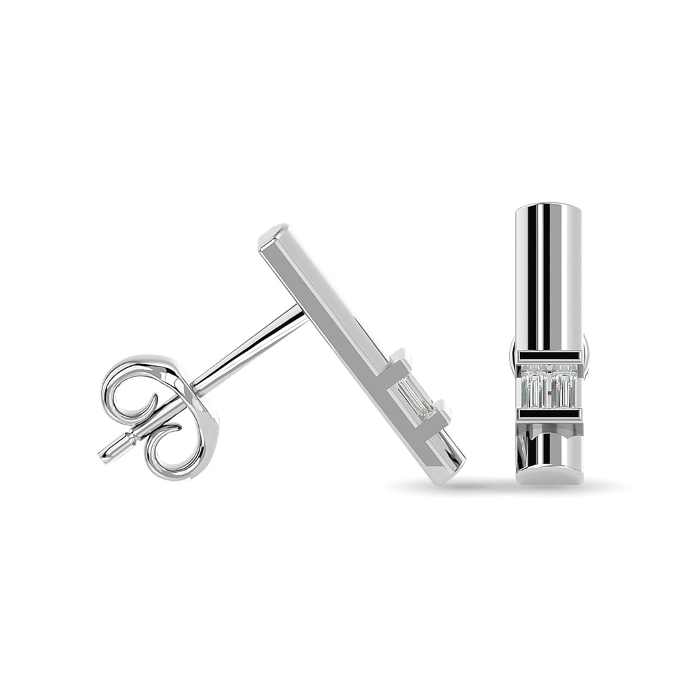 Diamond 1/20 Ct.tw Bar Earrings in 10K White Gold