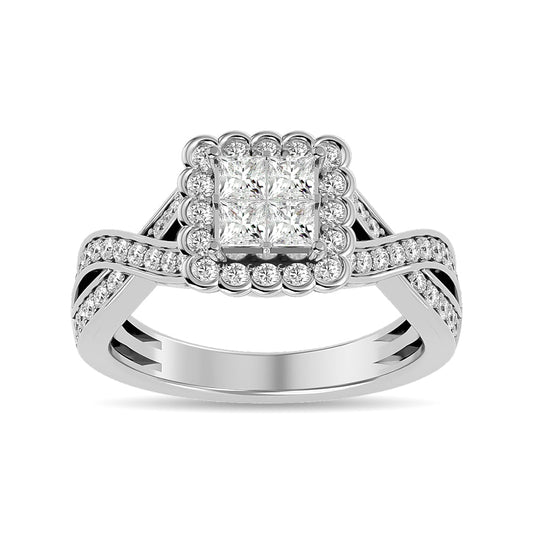 Diamond 1 Ct.tw Princess Head Engagement Ring in 14K White Gold
