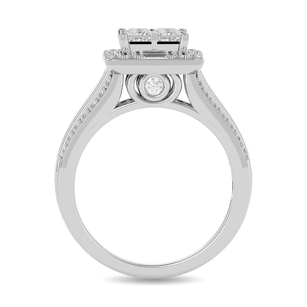 Diamond 1 1/2 Ct.tw Princess Head Engagement Ring in 14K White Gold
