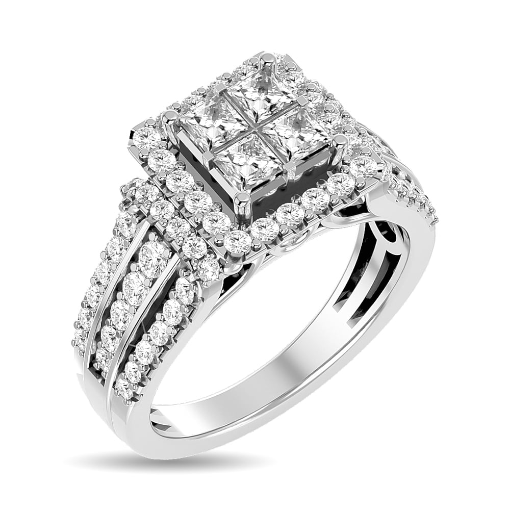 Diamond 1 1/2 Ct.tw Round Cut Engagement Ring in 14K White Gold
