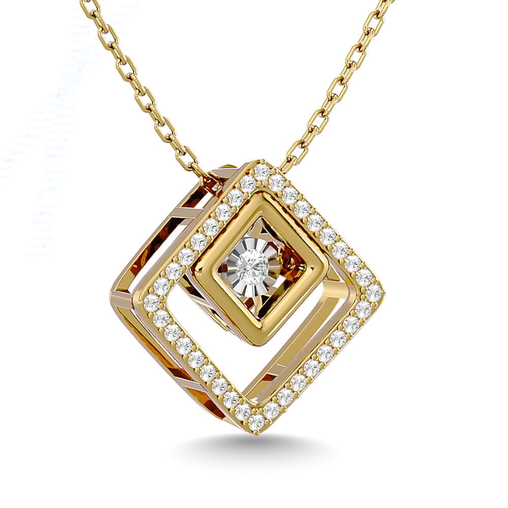 Diamond 1/4 Ct.Tw. Square Shape Pendant in 14K Yellow Gold