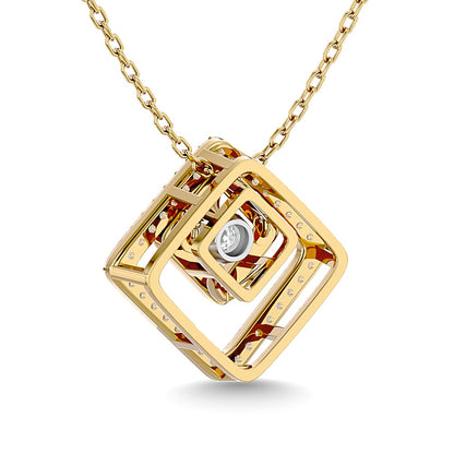 Diamond 1/4 Ct.Tw. Square Shape Pendant in 14K Yellow Gold