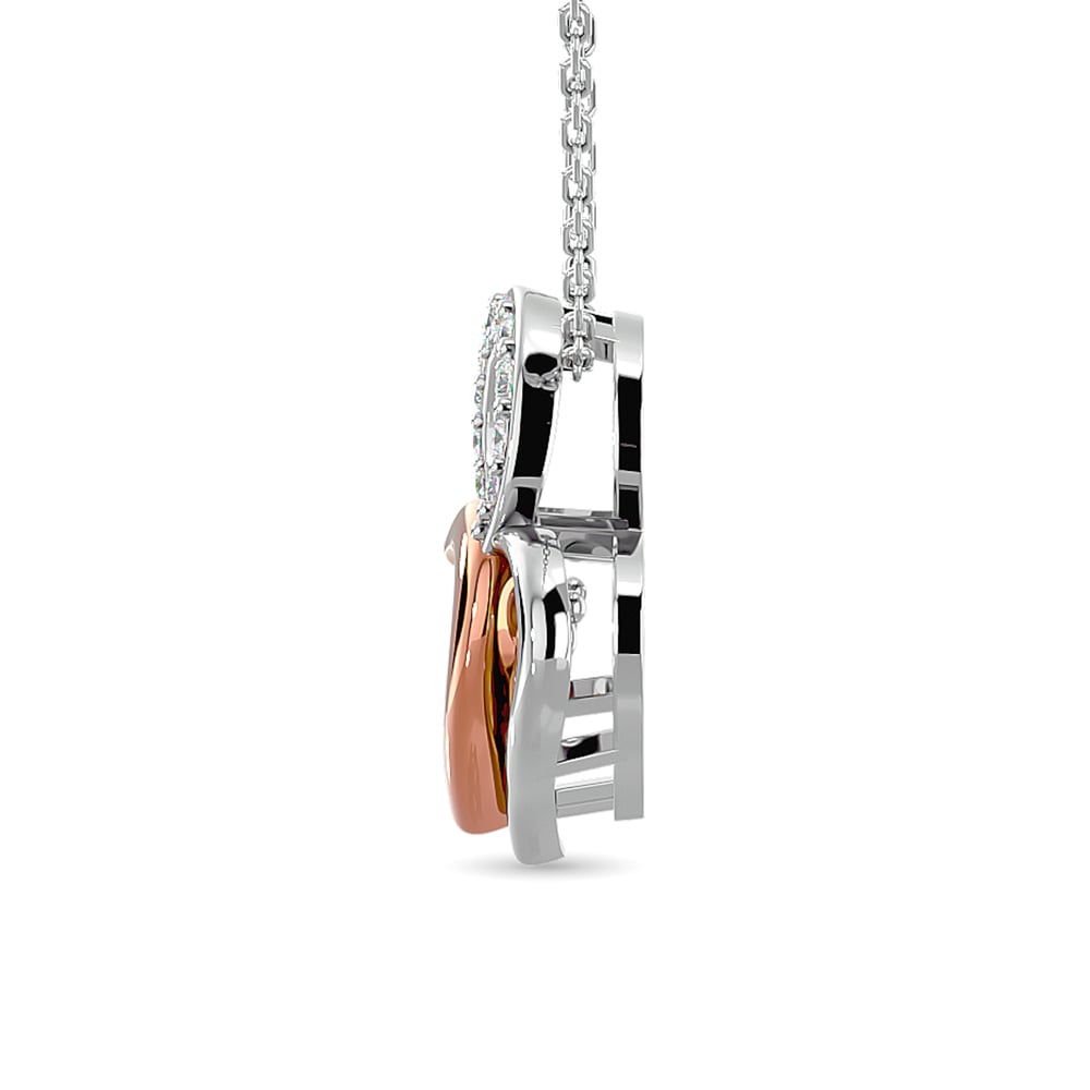 Diamond Shimmering Duel Heart Pendant 1/6 Ct.tw in 10K White Gold