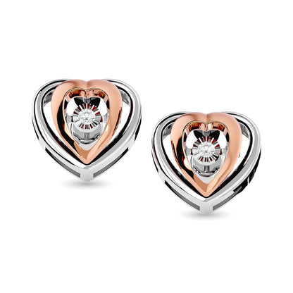 Diamond Two Tone Heart Earrings 1/20 Ct.tw in 10K White Gold