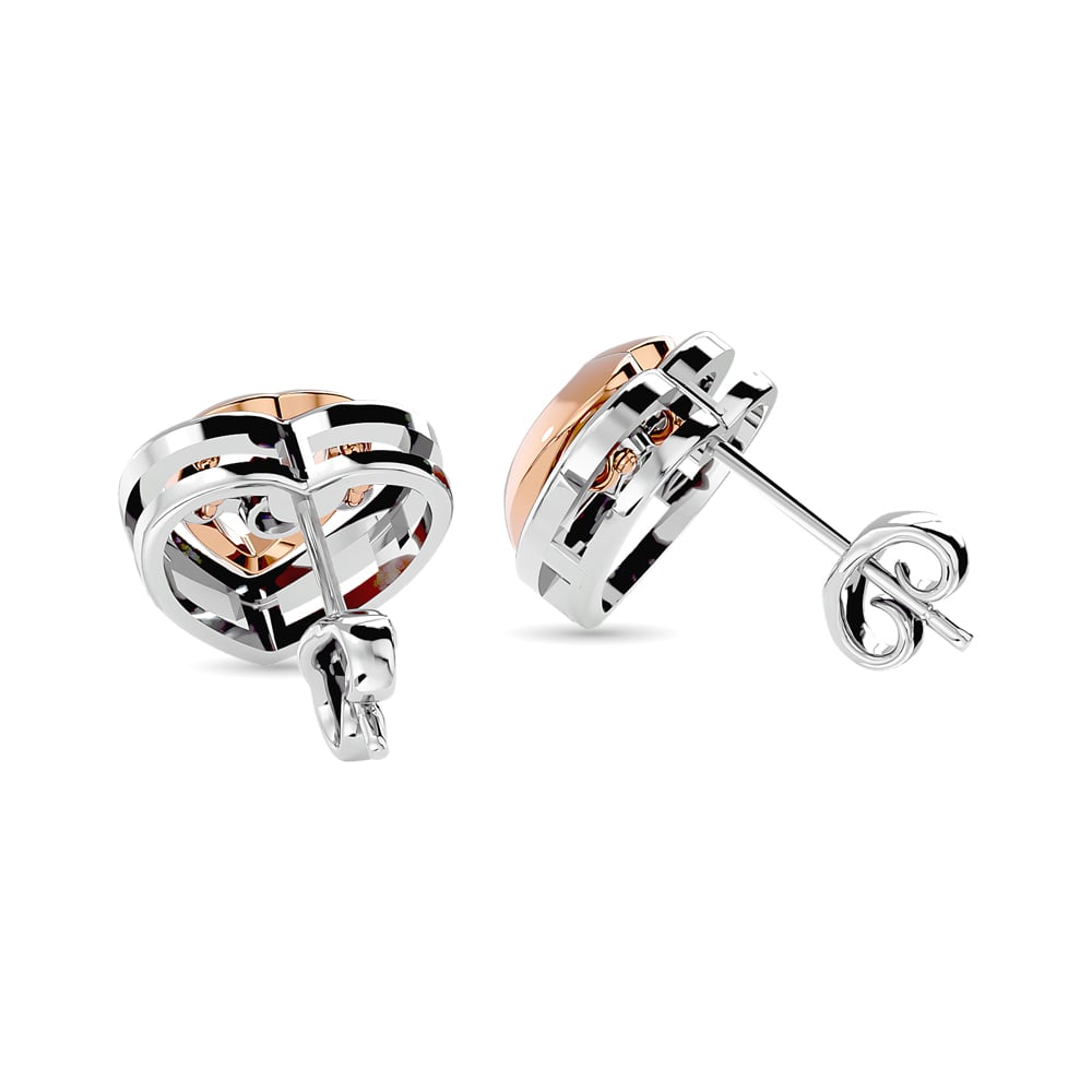 Diamond Two Tone Heart Earrings 1/20 Ct.tw in 10K White Gold