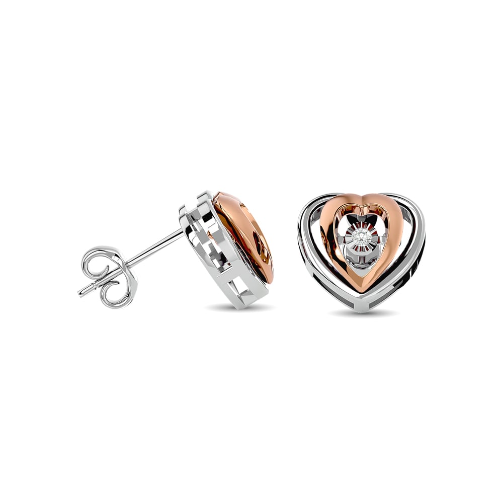 Diamond Two Tone Heart Earrings 1/20 Ct.tw in 10K White Gold