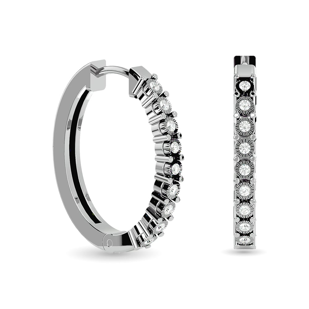 Diamond Hoop Earrings 1/8 Ct.tw in Sterling Silver