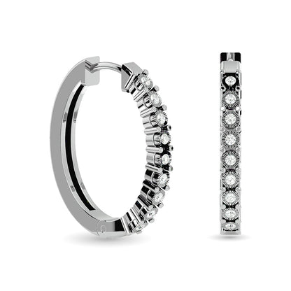 Diamond Hoop Earrings 1/8 Ct.tw in Sterling Silver