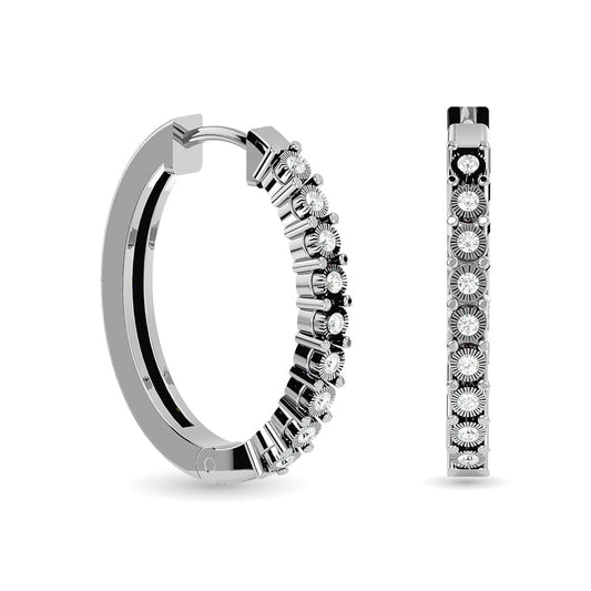 Diamond Hoop Earrings 1/8 Ct.tw in Sterling Silver