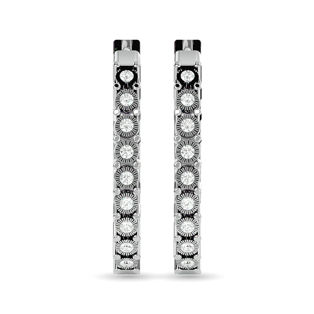 Diamond Hoop Earrings 1/8 Ct.tw in Sterling Silver